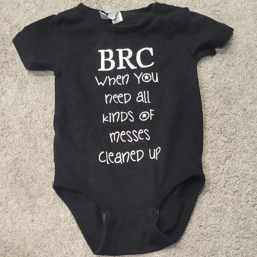 Rabbit Skins Black Onesie with White Letters